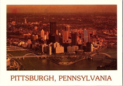 1985 Pittsburgh PA Aerial View The Point Downtown Skyline Postcard Bill O'Neil