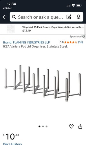 IKEA Variera Stainless Steel Pot Pan Lid Stand Rack Organiser - Picture 4 of 4