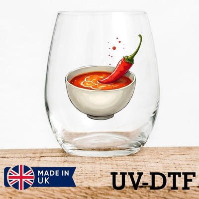 Chilisauce 8 Stück UV DTF Aufkleber - Glas Laptop Becher Tasse lq981