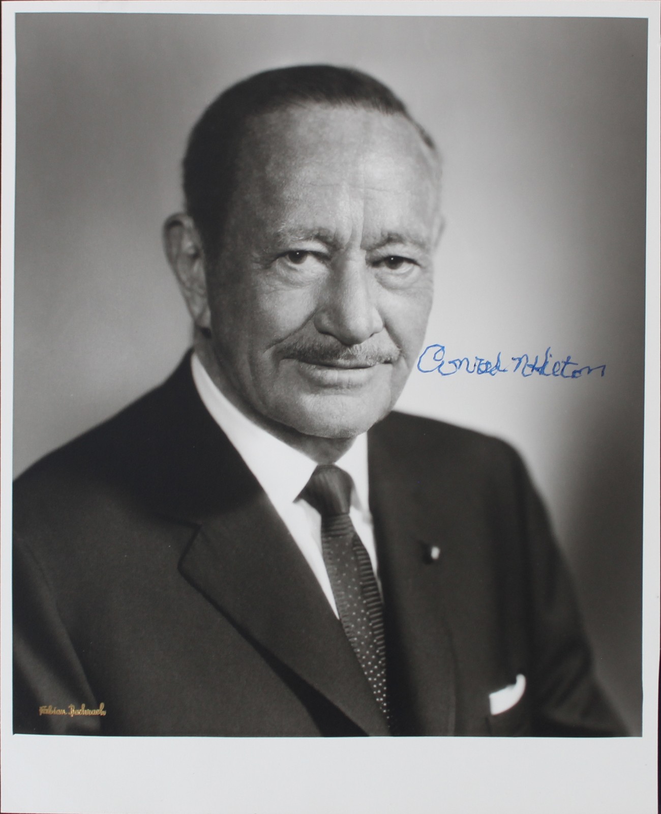 Conrad Hilton Hilton Hotel Founder Authentic Signed 8x10 B&W Photo BAS #AD04270