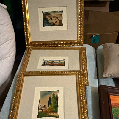 Set of 3 vintage framed pieces of art from Florence Italy in good condition