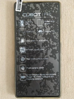 Cubot P40 Smartphone Handy 128 GB 6.2 Zoll 1.8 GHz 20 MP 4200 mAh schwarz NEU