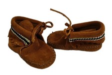 Minnetonka Infant Unisex Size 1 Baby Moccasins Shoes Leather