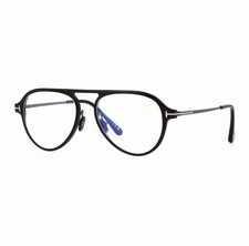 Tom Ford Black Metal Aviator Full Rim Solid Designer Unisex Adults Eyeglasses