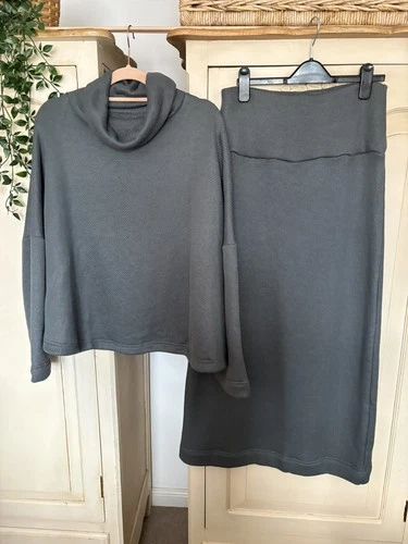 FREE PEOPLE Size M Milley Set Sweater reversible top Skirt Grey RRP £118