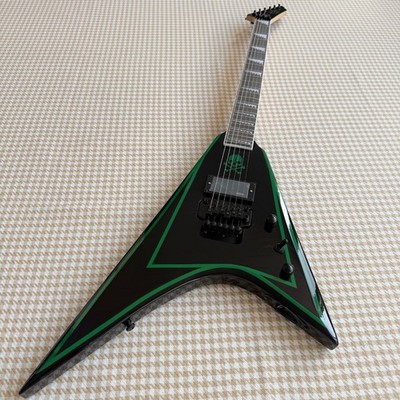 E-Gitarre, Typ V, schwarz mit grün, sechssaitig, kostenloser Versand,