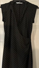 Diane von Furstenberg DVF  Pinstripe Faux Wrap Sheath Dress Sleeveless Size 4