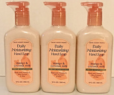 Bath Body Works Daily Moisturizing Hand Soap Wash 9 oz Mango Coconut Milk Lot x3