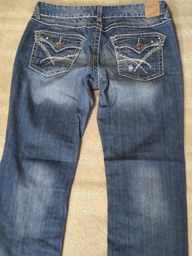 Red Camel Denim Jeans Größe 9 Schrittlänge 30" blau Used-Look Bootcut geknöpfte Taschen - Bild 13 von 20