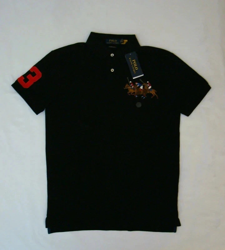Polo Ralph Lauren triple caballo bordado custom slim fit negro