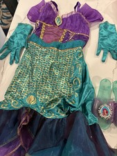 I m Ariel Little Mermaid Costume Dress Set w/ Tiara, Gloves Shoes. Size 4-6