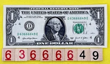 Five Of A Kind 6s Quints 63666649 Fancy Serial Number $1 Dollar Bill 2021 FW FRN