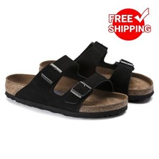 Birkenstock Arizona Soft Footbed Suede Leather Sandals - Black