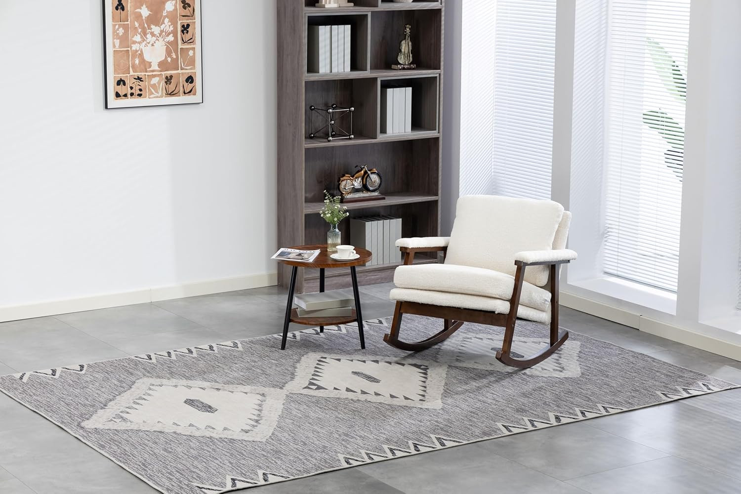 With Upholstered Cushion, Wooden Frame Glider Rocker For N