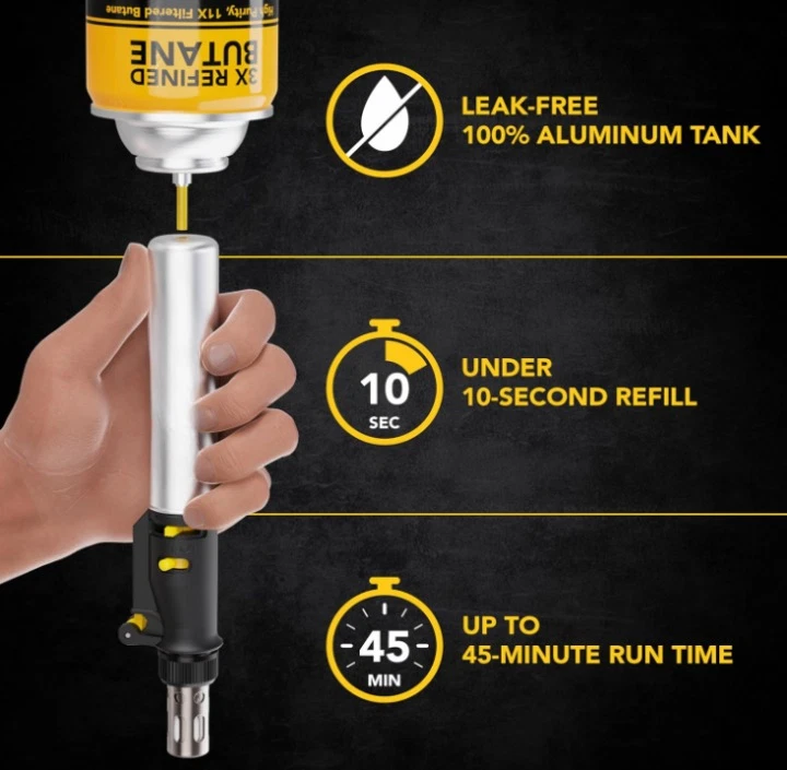 Soldador a butano inalámbrico con lhama ajustável y conjunto de 7 puntas 125W, Novo - Imagem 4 de 4