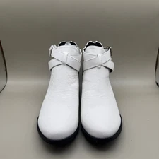  Ankle Boots Womens White Western Leather Buckle
