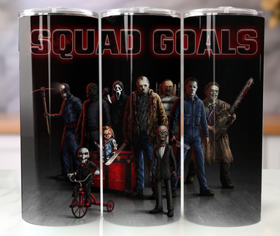 Squad Goals Halloween 20oz Stainless Steel Tumbler   Spooky Friends Travel Cup