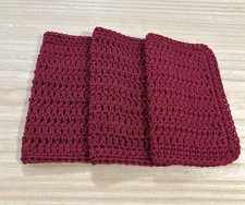HANDMADE SET OF 3 CROCHET COTTON DISH CLOTHS OR WASH CLOTHS 8.5x8.5 INCHES NEW 