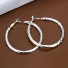 925 Sterling Silver Hoop Pierced Earrings L3