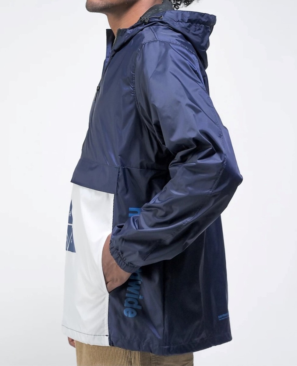 HUF Men s DATA Anorak Shell Jacket JK00306 Navy Medium NWT