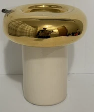 Vintage 1986 Jaru 18k Gold Finish And Porcelain Mushroom Candle Holder