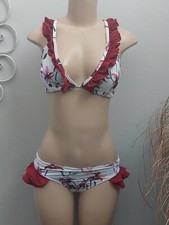 Womans Tropical Ruffled Hipster bikini 2 piece bathingsuit swimsuit Small