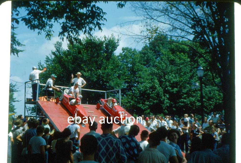 vintage 35mm slide soap box derby race cars 1953 Richmond Indiana IN