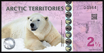 Arctic Territories 2 1/2 Polar Dollars 2013 Polymer  (1)