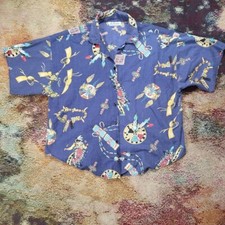 Vintage Ms Caribou Button Up Shirt Womens Size XL Native American Print USA Made