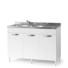 Sottolavello mobile cucina componibile bianco 120 cm lavello inox e miscelatore