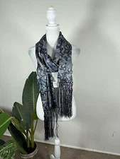 Women’s  Multicolored Floral Print Rectangle Scarf  100% SE made in Italy