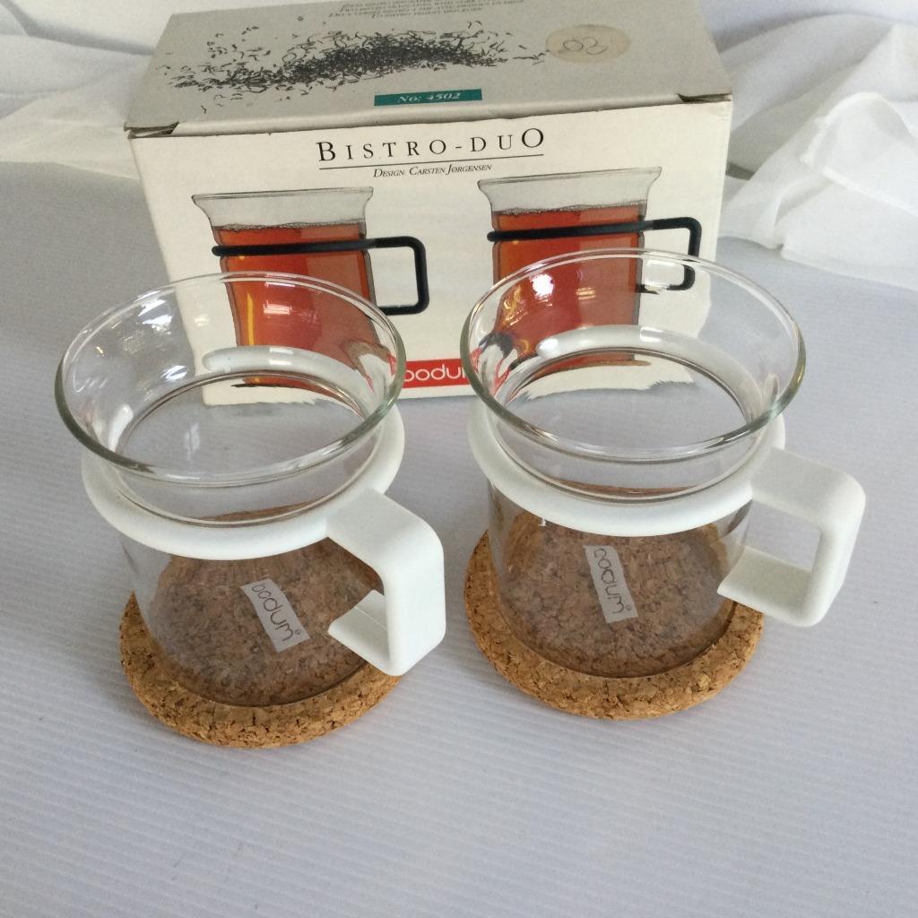 VINTAGE SWISS BODUM BISTRO DUO SET OF TEA GLASSES DESIGNED BY C