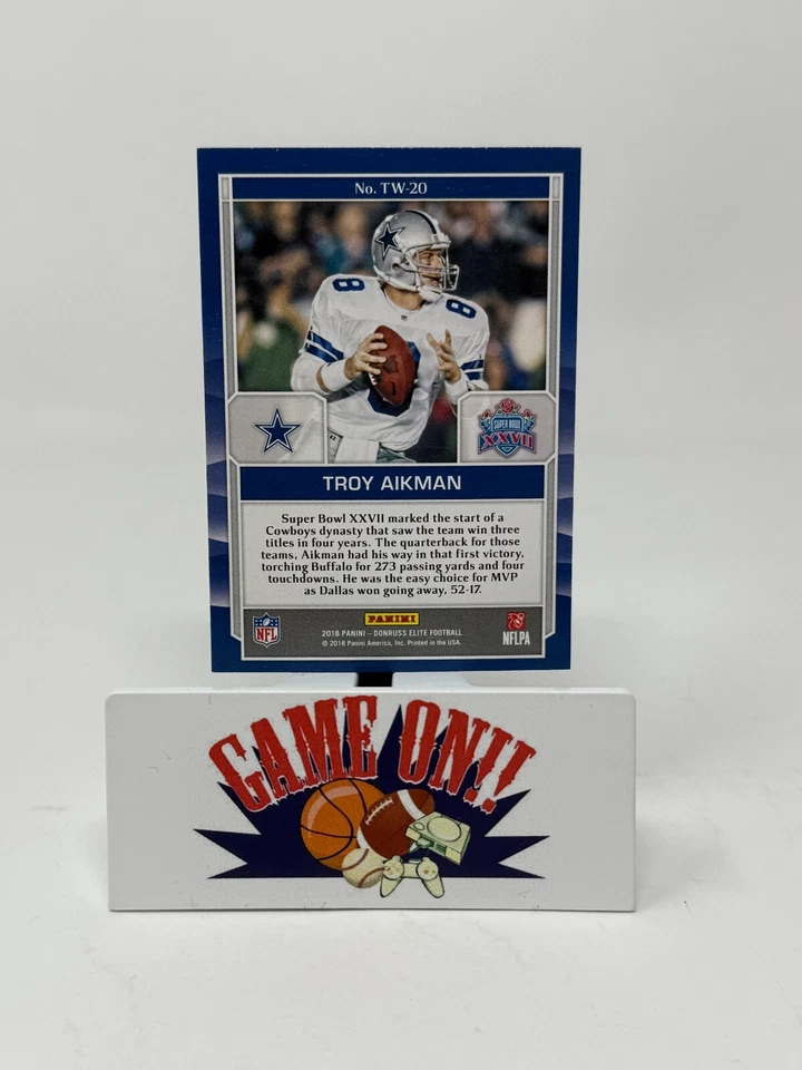 2018 Elite Football Troy Aikman Title Waves Card #TW-20 - Image 2 of 2