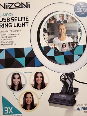 NIZONI 3-Mode USB Selfie Ring Light Multi-Function Wired Controller NEW IN BOX