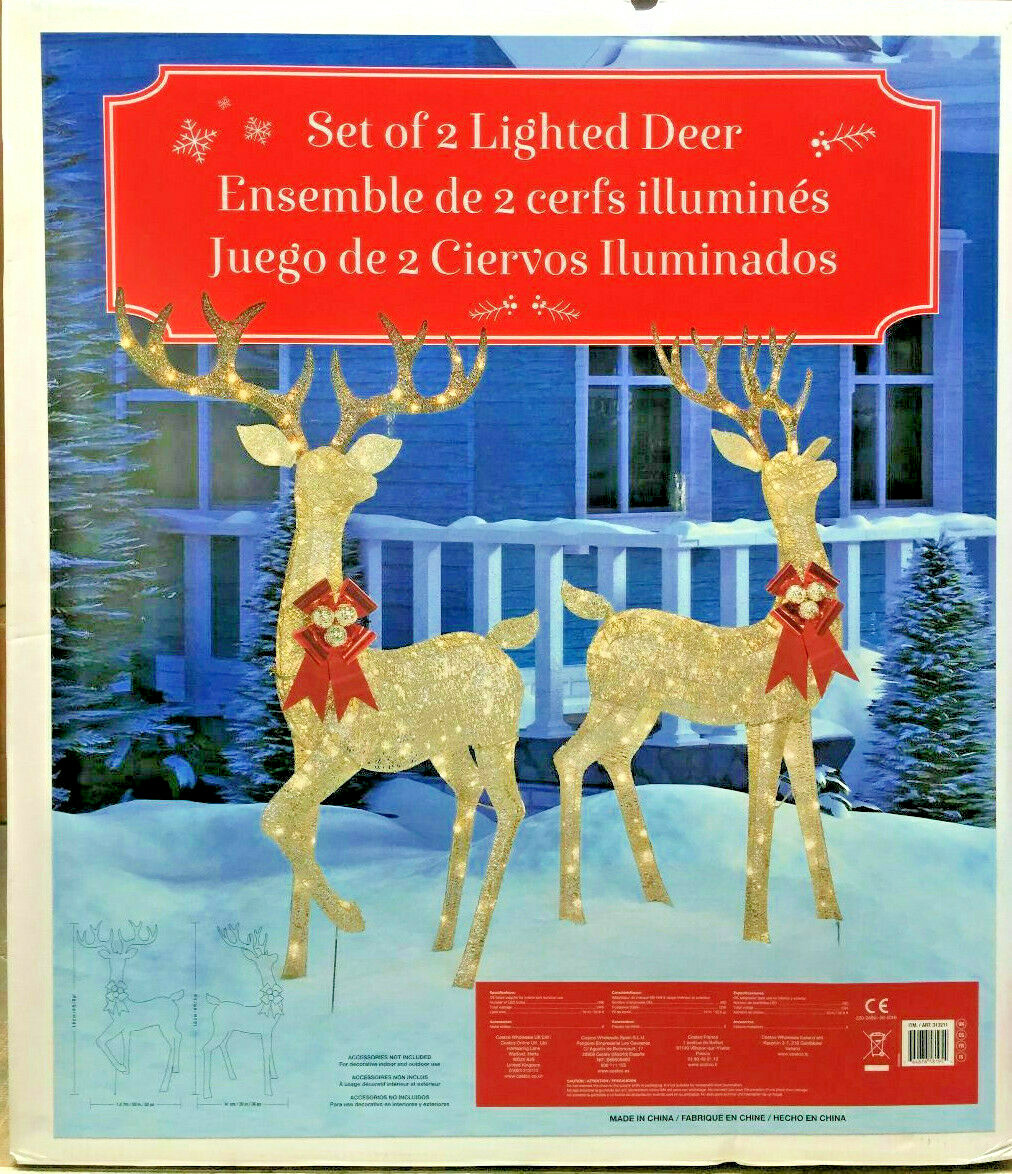 5ft 11" Indoor/Outdoor Christmas Reindeer Family 2 Bucks With 480 LED