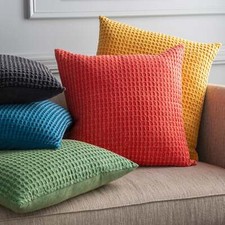 Whitley Faded Waffle Weave Cotton Throw Pillow