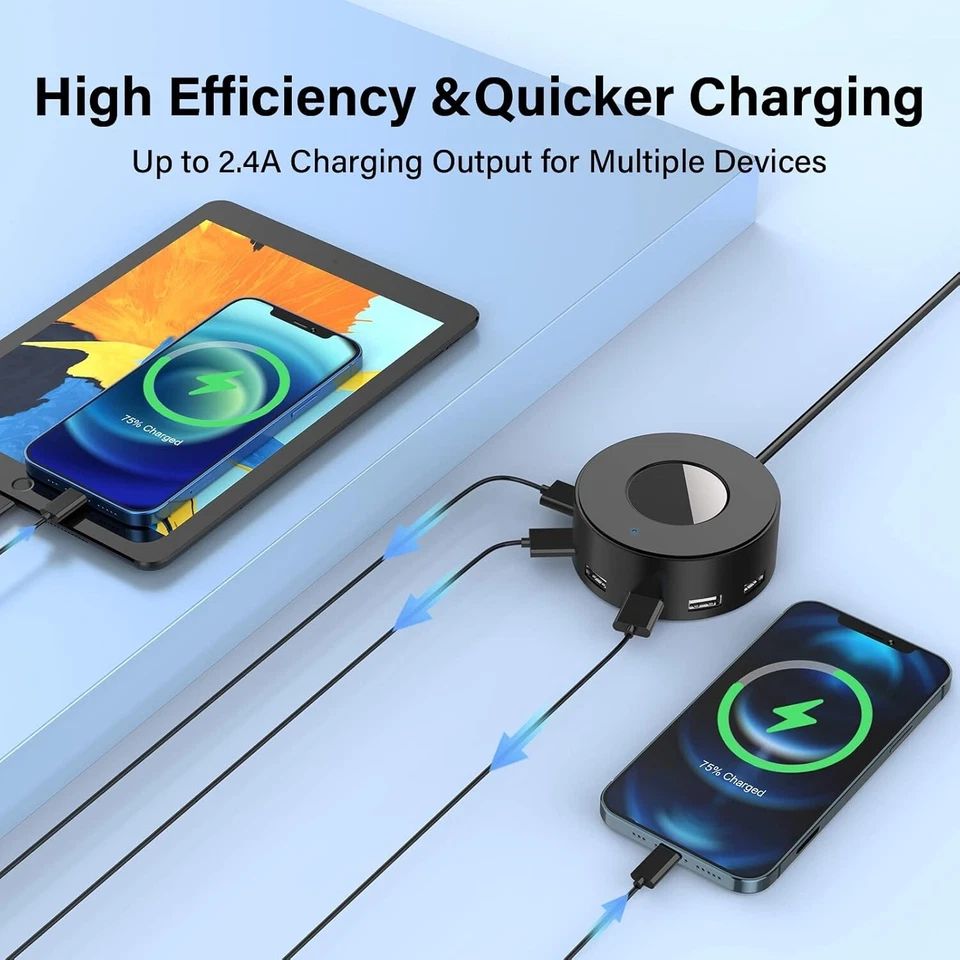 6-Port USB Charger Charging Station with Smart Identification for Multiple Devic - Image 3 of 4