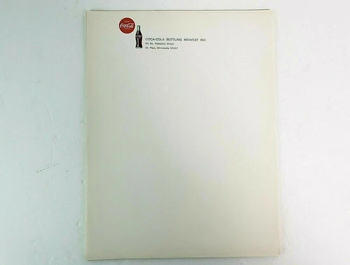 Vintage 1950's 22 Sheets Stationary Paper Coca-Cola Bottling Midwest Inc w/ Logo