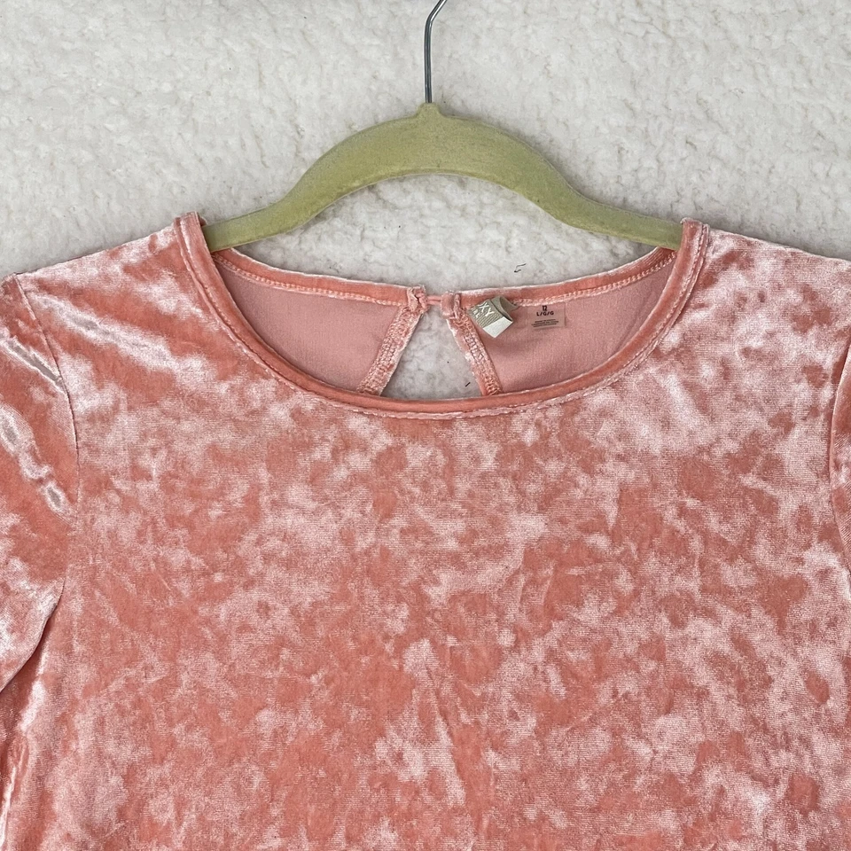 Vestido Roxy Melocotón Terciopelo Aplastado Jóvenes Niñas Mangas Cortas Acampanadas Talla Grande Foto 4 de 4