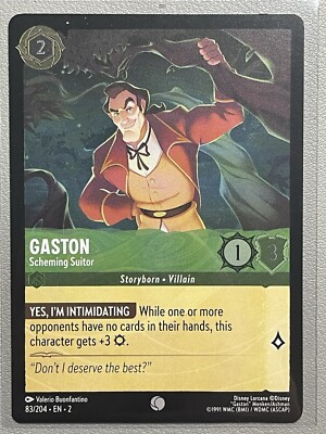 gaston lorcana card Disney Lorcana the First Chapter Gaston Arrogant Hunter #24/P1 Convention  Foil Promo Card