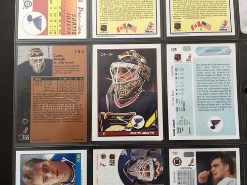 LOT OF NINE (9) CURTIS JOSEPH TRADING CARDS in PROTECTIVE PAGE - Picture 7 of 8
