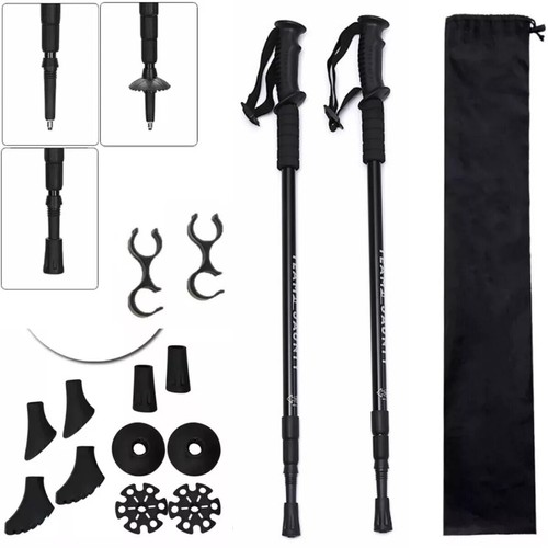 Trekking Poles Aluminum Adjustable Hiking Walking Sticks (Set of 2) US Stock