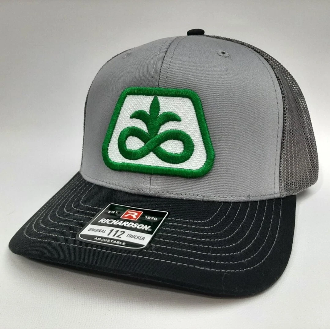 Richardson 112 Trucker Cap Hat Mesh Snapback Gray Black Pioneer Seed Patch