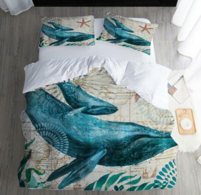 3D Blue Whale ZHUA1583 Bed Pillowcases Quilt Duvet Cover Set Queen King Zoe