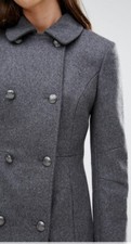 Jack Wills Seramore Swing Military Wool Grey Coat Size 10
