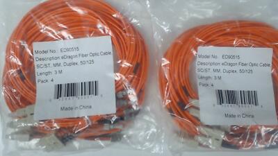 Pack of 4: 3M SC / ST Multimode Duplex 50/125 Fiber Optic Cable