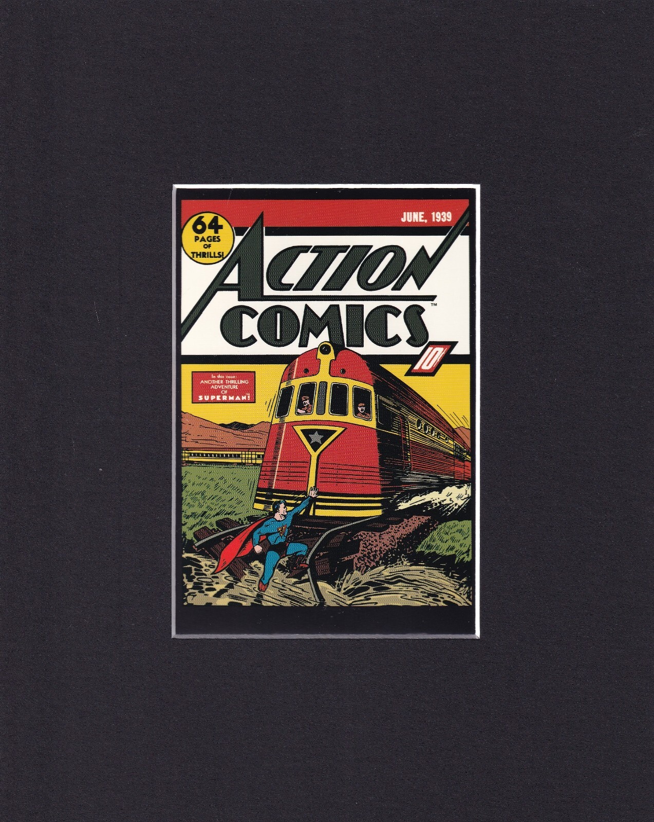 8X10" Matted Art Print DC Book Cover: Action Comics Superman 13 (1939)