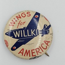 Wings for Willkie 1940 campaign  vintage pinback