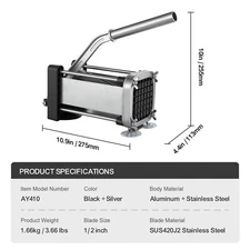 French Fry Cutter Potato Cutter Slicer Stainless Steel with 1/2-Inch Knife