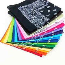 Sciarpa Bandana 100% Cotone Scelta Colore Fascia Paisley Bianco Rosso Nero
